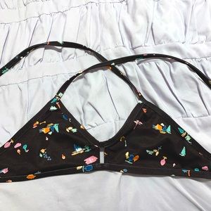 Black Camping Print Jolyn Bikini Top